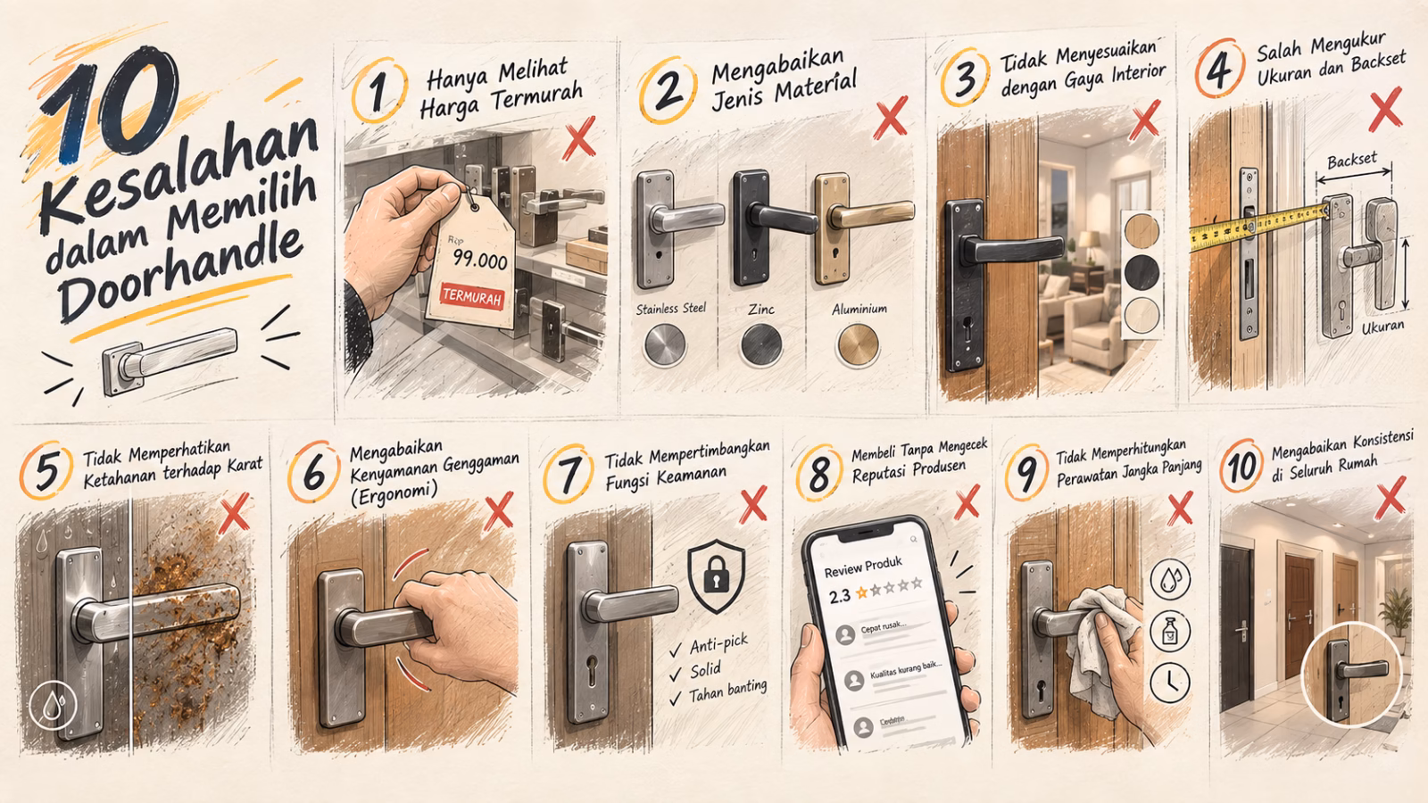 10 Kesalahan memilih doorhandle